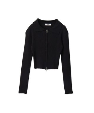 WEGO Wジップコンパクトニットカーデ ブラック