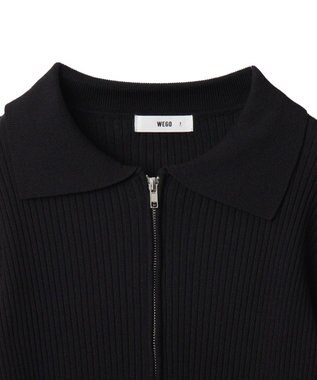 WEGO Wジップコンパクトニットカーデ ブラック