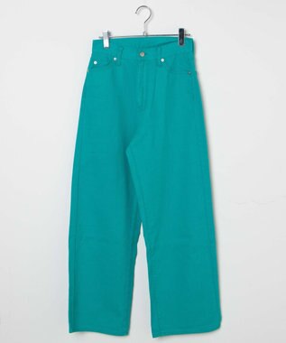 WEGO カラーウエストフィットワイドストレートパンツ グリーン