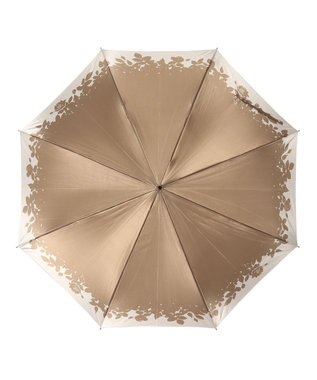 MOONBAT LANVIN COLLECTION 長傘 リーフ サテンプリント ジャンプ 耐風 ベージュ