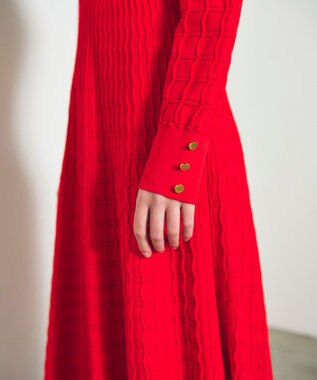 GRACE CONTINENTAL ウェーブニットワンピース レッド