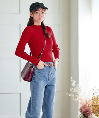 Tiaclasse 【新色追加・洗える】ランダムリブニットプルオーバー レッドA