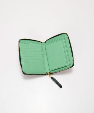 TOPKAPI 【TREASURE TOPKAPI】ローズエンボス ツヤ レザー ラウンドファスナー 二つ折り財布/パスポート対応 グリーン