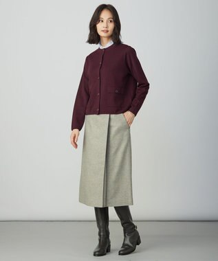 J.PRESS LADIES WORETED WOOL BLEND カーディガン バーガンディ系