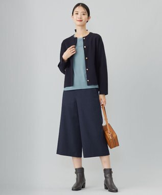 J.PRESS LADIES 【洗える】VIS/PE ROME ニット カーディガン ダークネイビー系