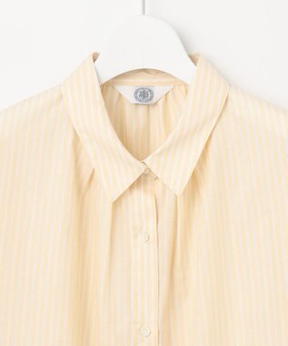 J.PRESS LADIES 【洗える】BEZ空羽ストライプ 前開き シャツカラー ブラウス イエロー系1