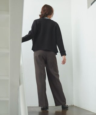 Feroux 【洗える】サイドオープンスラックス パンツ グレー系