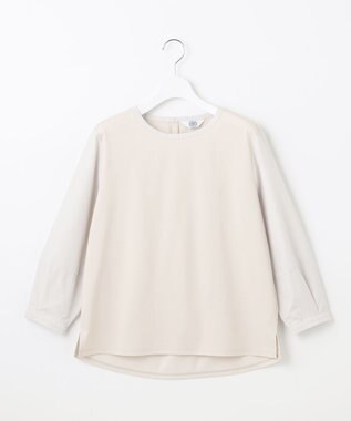 J.PRESS LADIES L プレーティングジャージー タックスリーブ カットソー グレージュ系