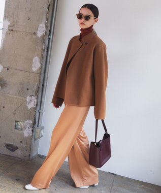 BEIGE， 【andGIRL 秋号掲載】LEMOORE / ウールリバースタンドカラーショートコート Caramel