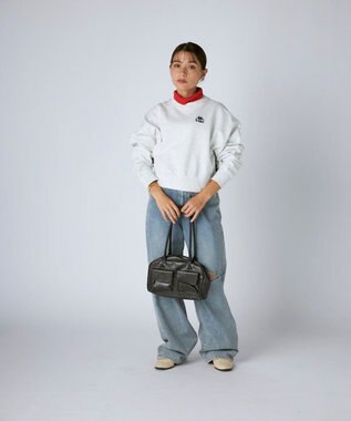 OP／FILA 【Kappa】ショート丈 ドロップショルダー 裏毛スウェット ライトグレー