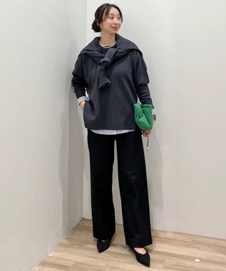 UNFILO L コットンカシミヤニット クルーネック チャコール