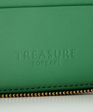 TOPKAPI 【TREASURE TOPKAPI】ローズエンボス ツヤ レザー ラウンドファスナー 二つ折り財布/パスポート対応 グリーン