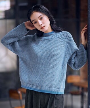 ANY L 【5色展開】バイカラーMIXニット ブルーMIX