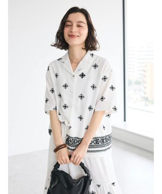 CRAFT STANDARD BOUTIQUE パネル刺繍開襟シャツ