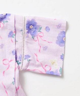 ANY KIDS 【洗濯機可能】簡単帯付き 甚平セット ラベンダー×花柄