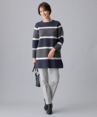 自由区 【撥水加工・洗える】TRギャバ裏起毛テーパード パンツ ライトグレー系