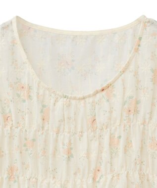 earth music&ecology フラワープリント刺繍ブラウス Pink Orange