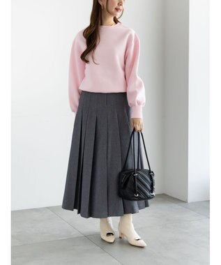 Te chichi チェックアソートロングプリーツスカート グレー