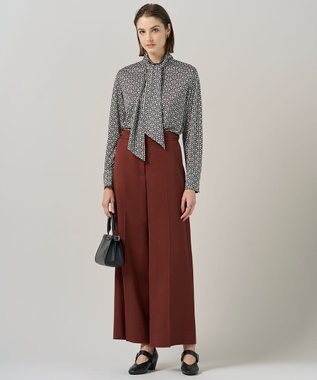 ICB 【30th ANNIVERSARY】 モノグラムプリントスムース ボウタイブラウス オフホワイト×ブラック系