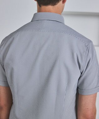 GOTAIRIKU とにかく涼しい/酷暑対応【シワになりにくい/吸水速乾】クールマックスサッカーシャツ グレー×白