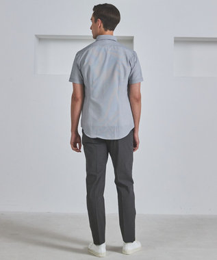 GOTAIRIKU とにかく涼しい/酷暑対応【シワになりにくい/吸水速乾】クールマックスサッカーシャツ グレー×白