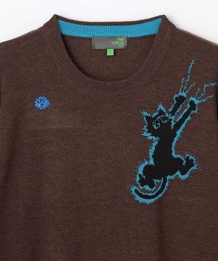 PW CIRCULUS 【MEN】Spark cat クルーネックニット ゴルフ ダークブラウン系