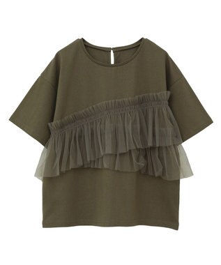Green Parks ・ＥＬＥＮＣＡＲＥ　ＤＵＥ　チュールフリルレイヤーＴＥＥ Khaki