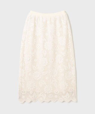 GRACE CONTINENTAL クロシュ刺繍スカート ホワイト