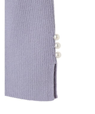 earth music&ecology ハートネック袖パールニットプルオーバー Lavender