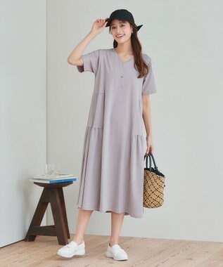 Tiaclasse 【小倉優子さん着用・洗える・接触冷感・汗ジミ防止】“サマさまカットソー”サイドティアードワンピース