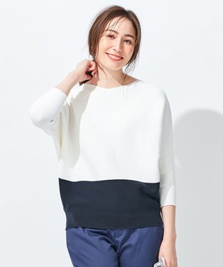 自由区 【洗える】コットンストレッチホールガーメント プルオーバーニット ホワイト系1