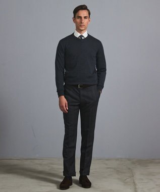 GOTAIRIKU オリジナル設計【洗える/チクチクしにくい/ピリングしにくい】イタリア糸 ハイゲージ Ｖネックニット_WOOL100% グレー系