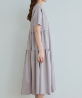 Tiaclasse 【小倉優子さん着用・洗える・接触冷感・汗ジミ防止】“サマさまカットソー”サイドティアードワンピース グレージュ