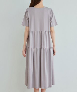 Tiaclasse 【小倉優子さん着用・洗える・接触冷感・汗ジミ防止】“サマさまカットソー”サイドティアードワンピース グレージュ