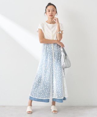 earth music&ecology チュールレースレイヤードキャミドレ Ivory