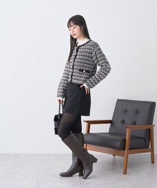 earth music&ecology ニットツイードジャケット Black