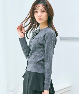 ケーブル編み×リボン刺繍 ニット カーディガン