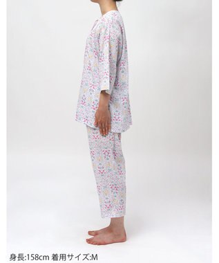 Wing パジャマ 綿100%(本体) 楊柳素材 高島ちぢみ（Ｒ） 7分袖 長袖 8分丈 レディース EP8043 ウイング／ワコール ピンク