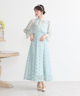 earth music&ecology SET2点シアーブラウス＋3Dレースワンピース ミント