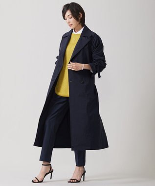ICB 【撥水加工】 メモリーストレッチタフタ トレンチコート ネイビー系