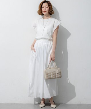 23区 【先行予約】スムースデザイン タフタスリーブ カットソー ホワイト系