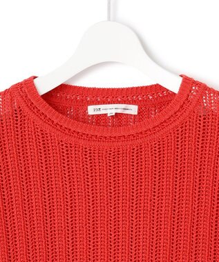 23区 【洗える】コットンギマ ストライプ ニット レッド系