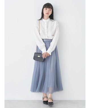 earth music&ecology スタンドフリルシャツ Off White