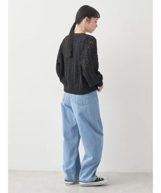 earth music&ecology スラブコットンレース編みカーディガン Black