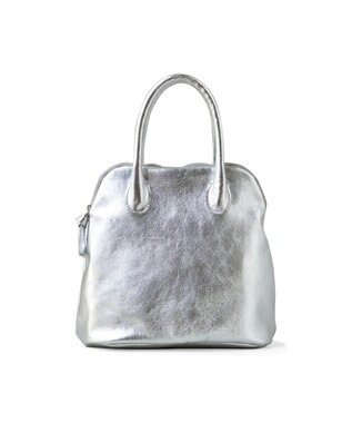 FOLNA RD ホイルレザーブガッティボストンバッグ シルバー