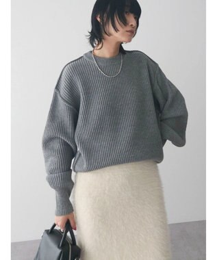 Green Parks 洗える　アゼ編みニットプルオーバー Gray Mixture