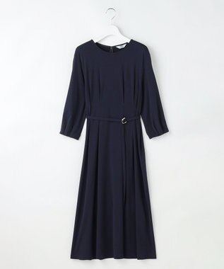 J.PRESS LADIES トリアセスムース フレア ワンピース ネイビー系