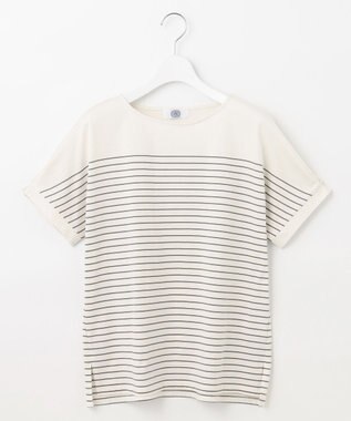 J.PRESS LADIES パネルボーダー ドルマン カットソー スモーキーグリーン系1