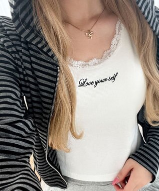 WEGO 【カップ付きインナー】カップインレースタンク ホワイト