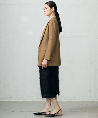 自由区 S 【SHIHOさん着用】シルクネップツイード ジャケット ダークキャメル